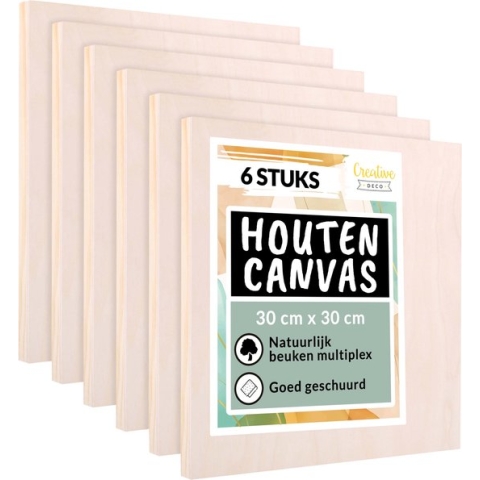 Creative Deco Houten Schilderborden | Set van 6 Stuks | 30 x 30 cm | Multiplex Canvas | Decoupage, Foto's, DIY