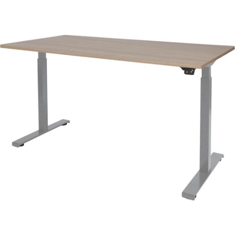 RoomForTheNew Bureau Heathrow Basic-Desk - Zit sta Bureau - Zit sta Bureau Elektrisch - Gaming Bureau - Game Bureau - Verstelbaar Bureau - standing Desk--Havana blad-Aluminium  onderstel- 160x80