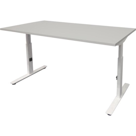 RoomForTheNew Bureau Schiphol plus-Bureau - Bureautafel - Gaming bureau - Game bureau - Computertafel - Desk - Bureau wit - Verstelbaar bureau - Gaming Desk - Bureau tafel - Bureau verstelbaar--Grijs blad-Wit  onderstel- 140x80