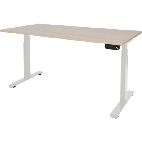 RoomForTheNew Bureau Heathrow plus-Desk - Zit sta Bureau - Zit sta Bureau Elektrisch - Gaming Bureau - Game Bureau - Verstelbaar Bureau - standing Desk--Lindberg eiken blad-Wit  onderstel- 120x80
