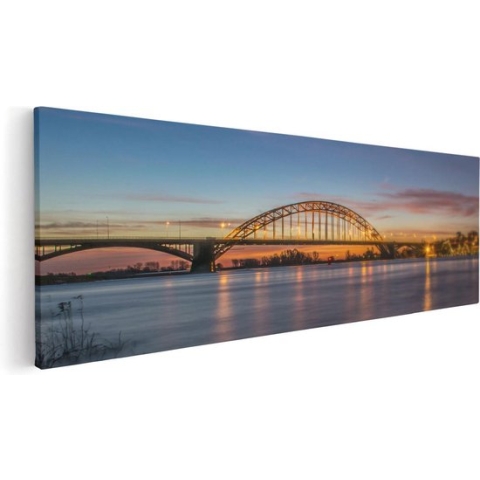 Artaza Canvas Schilderij Waalbrug in Nijmegen  - 120x40 - Groot - Foto Op Canvas - Canvas Print