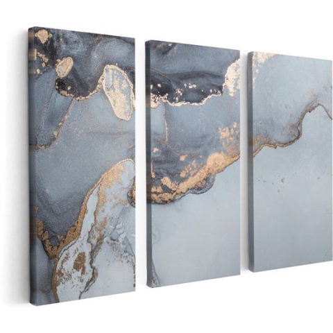 Artaza Canvas Schilderij Drieluik Abstracte Kunst Grijs Marmer - 120x80 - Foto Op Canvas - Canvas Print