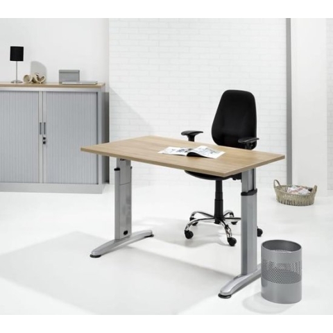 Hoogte verstelbaar bureau T- Poot Work breed 160CM diep 80CM bladkleur Wit framekleur Wit (RAL9010)