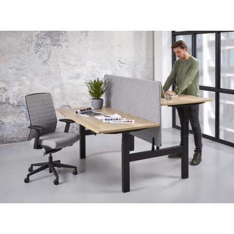 Duo bench elektrisch zit/sta Basic breed 140CM bladkleur Beuken framekleur Wit (RAL9010)