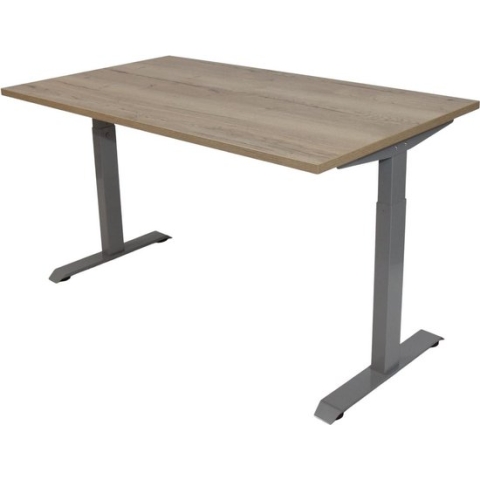 OrangeLabel Desk grijs met blad Natuur Eik. Maat 120x80 Hoogte instelbaar van 62-84cm