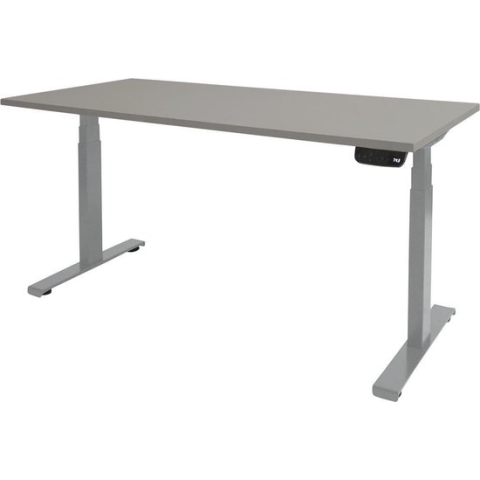 RoomForTheNew Bureau Heathrow plus-Desk - Zit sta Bureau - Zit sta Bureau Elektrisch - Gaming Bureau - Game Bureau - Verstelbaar Bureau - standing Desk--Grijs blad-Aluminium  onderstel- 140x80