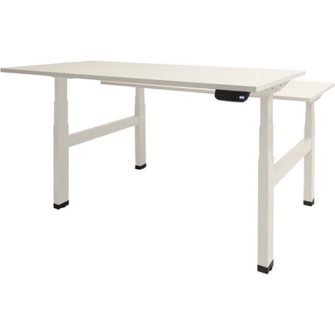 RoomForTheNew Bureau Heathrow Plus Duo-Desk - Zit sta Bureau - Zit sta Bureau Elektrisch - Gaming Bureau - Game Bureau - Verstelbaar Bureau - standing Desk - duo bureau - duo werkplek--Wit blad-Wit  onderstel- 140x80