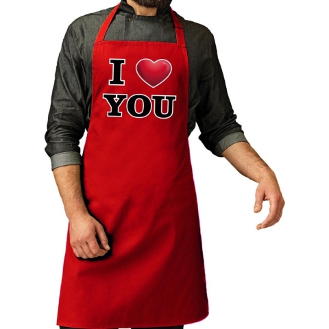I love you barbecueschort rood voor heren