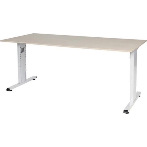 RoomForTheNew Bureau Schiphol Normal-Bureau - Bureautafel - Gaming bureau - Game bureau - Computertafel - Desk - Bureau wit - Verstelbaar bureau - Gaming Desk - Bureau tafel - Bureau verstelbaar--Robson eiken blad-Wit  onderstel- 180x80