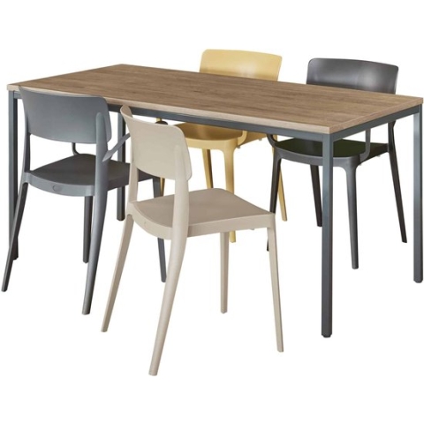 Bureautafel of kantinetafel breed 120CM diep 80CM bladkleur Ahorn framekleur Wit (RAL9010)