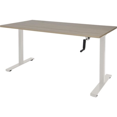 RoomForTheNew Bureau Heathrow Slinger-Desk - Zit sta Bureau - Zit sta Bureau Elektrisch - Gaming Bureau - Game Bureau - Verstelbaar Bureau - standing Desk - slinger bureau--Robson eiken blad-Wit  onderstel- 160x80