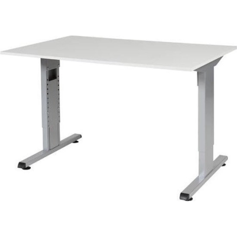 RoomForTheNew Bureau Schiphol Normal-Bureau - Bureautafel - Gaming bureau - Game bureau - Computertafel - Desk - Bureau wit - Verstelbaar bureau - Gaming Desk - Bureau tafel - Bureau verstelbaar--Grijs blad-Aluminium  onderstel- 120x80