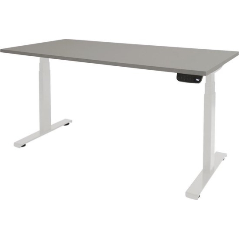 RoomForTheNew Bureau Heathrow plus-Desk - Zit sta Bureau - Zit sta Bureau Elektrisch - Gaming Bureau - Game Bureau - Verstelbaar Bureau - standing Desk--Grijs blad-Wit  onderstel- 140x80