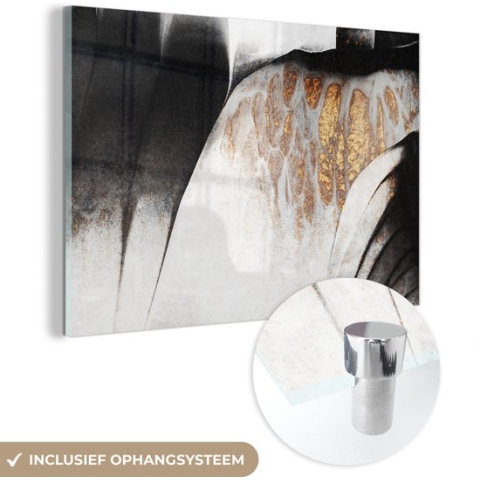 MuchoWow® Glasschilderij - Goud - Abstract - Design - 120x80 cm - Acrylglas Schilderijen - Foto op Glas