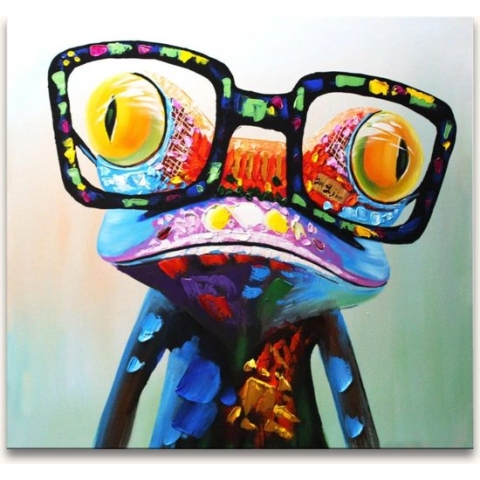 Handgeschilderd schilderij Olieverf op Canvas - Wise Frog