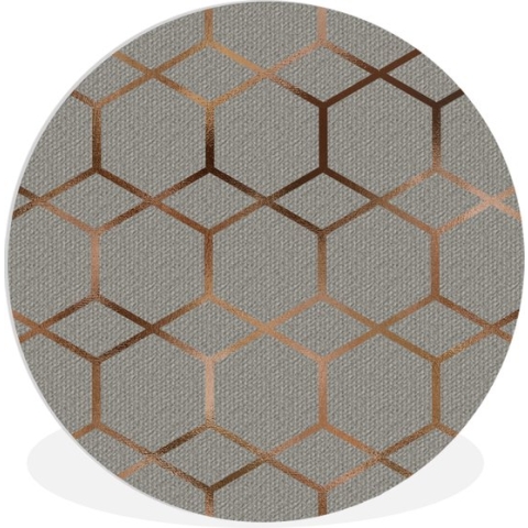 WallCircle - Wandcirkel - Muurcirkel Binnen - Patronen - Luxe - Brons - Grijs - 90x90 cm - Wanddecoratie - Ronde Schilderijen