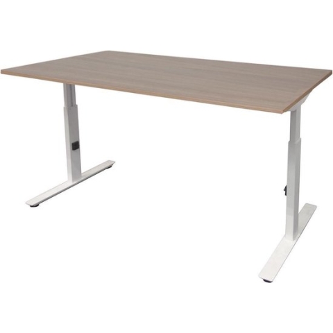 RoomForTheNew Bureau Schiphol plus-Bureau - Bureautafel - Gaming bureau - Game bureau - Computertafel - Desk - Bureau wit - Verstelbaar bureau - Gaming Desk - Bureau tafel - Bureau verstelbaar--Havana blad-Wit  onderstel- 120x80