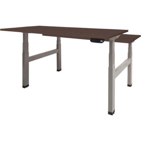 RoomForTheNew Bureau Heathrow Plus Duo-Desk - Zit sta Bureau - Zit sta Bureau Elektrisch - Gaming Bureau - Game Bureau - Verstelbaar Bureau - standing Desk - duo bureau - duo werkplek--Logan eiken blad-Aluminium  onderstel- 180x80