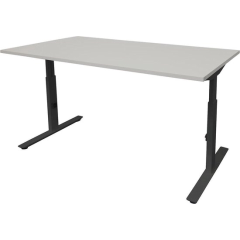 RoomForTheNew Bureau Schiphol plus-Bureau - Bureautafel - Gaming bureau - Game bureau - Computertafel - Desk - Bureau wit - Verstelbaar bureau - Gaming Desk - Bureau tafel - Bureau verstelbaar--Grijs blad-Zwart  onderstel- 120x80