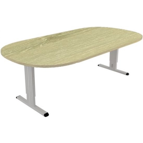 Offeco Bureau Bolton - Bureau - Bureautafel - Vergadertafel - Gaming bureau - Game bureau - Computertafel - Desk - Bureau Aluminium - Verstelbaar bureau - Gaming Desk - Bureau tafel - Bureau verstelbaar –  Midden eiken -240x120cm