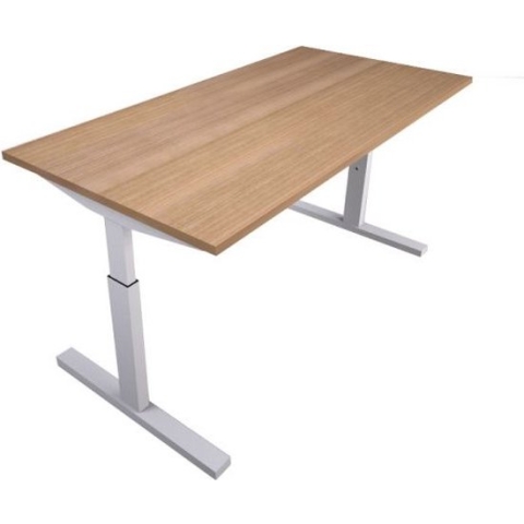 Offeco  Bureau Lobo  - Verstelbaar - Bureaus - Bureau - Kantoormeubels - Game bureau - height adjustable desk - Gaming desk - computertafel - Thuiswerken - 140x80cm - Wit - Havanna-- blad-  onderstel- x80