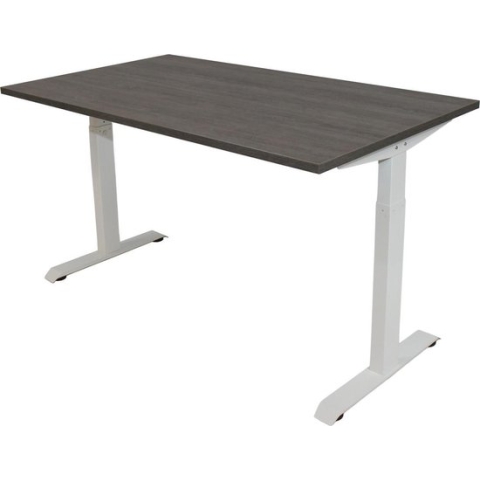 OrangeLabel Desk met Wit onderstel en Blad Logan Eik in de maat 120x80. Instelbaar van 62-84cm