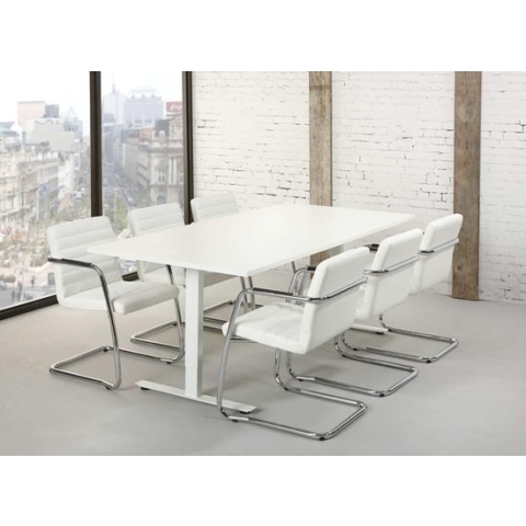 Rechthoekige vergadertafel Teez design 200x100cm bladkleur Logan eiken framekleur Aluminium (RAL9006)