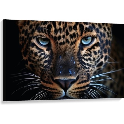 Canvas - Panter - Closeup - Dier - Druppels - 120x80 cm Foto op Canvas Schilderij (Wanddecoratie op Canvas)