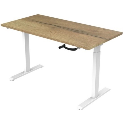 Office Hero® Cosmic Slinger- Zit sta bureau in hoogte verstelbaar wit frame - Game bureau - Computertafel - Werktafel - 180x80 - Natuur eik