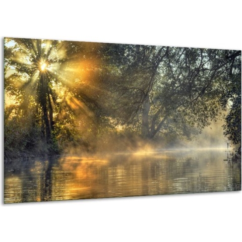Glasschilderij Natuur - Grijs, Wit - 120x70cm 1Luik - Foto Op Glas - Geen Acrylglas Schilderij - GroepArt 6000+ Glasschilderijen Art Collectie - Wanddecoratie - Woonkamer - Slaapkamer