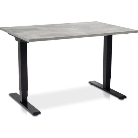 Zit-sta bureau elektrisch verstelbaar - MRC COMFORT NEN-EN 527 | 120 x 80 cm | frame zwart - blad betonlook | 130 cm hoog | 100KG draagvermogen