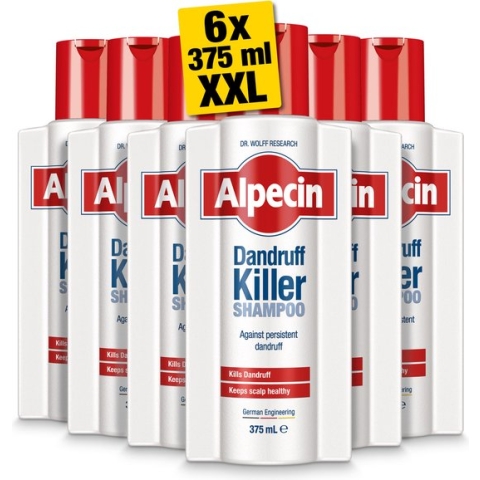 Alpecin Dandruff Killer Anti Roos Shampoo 6x 375ml | Effectief verwijdert en voorkomt roos | Haarverzorging voor mannen Made in Germany