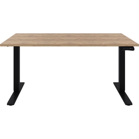 Zit sta Bureau - Verstelbaar bureau - 160 x 80 cm - Natuur eiken bureaublad - Zwart onderstel - 2 motoren