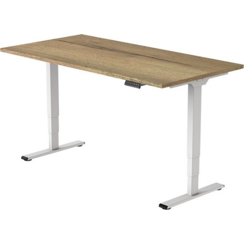 Office Hero® Cosmic Elektrisch - Zit sta bureau in hoogte verstelbaar wit frame - Game bureau - Computertafel - Werktafel - 120x80 - Natuur eik