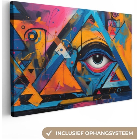 Canvas Schilderij Graffiti - Kleuren - Oog - Kunst - 120x80 cm - Wanddecoratie