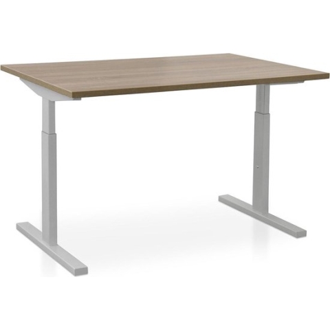 Rechthoek bureau instelbaar | Start Pintado | 160 x 80 cm | Frame wit - blad midden eiken