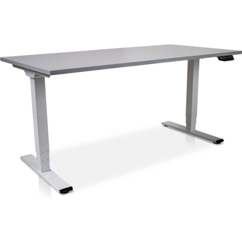 Zit-sta bureau elektrisch verstelbaar - MRC COMFORT | 160 x 80 cm | frame wit - blad grijs