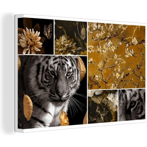 Canvas Schilderij Goud - Zwart - Kunst - Glitter - 140x90 cm - Wanddecoratie