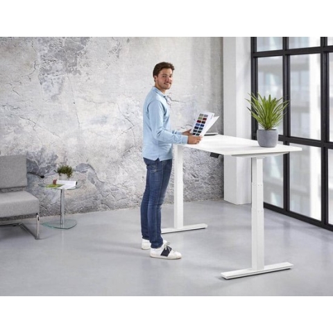 Ergonomisch elektrische verstelbaar zit/sta bureau Teez breed 180CM diep 80CM bladkleur Wit framekleur Aluminium (RAL9006)