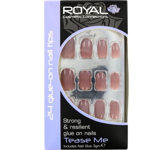 Royal 24 Round Glue-On Nail Tips - Tease Me (met nagellijm)