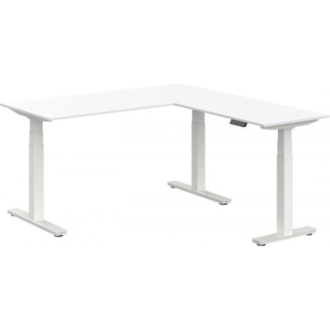 Elektrisch verstelbare zit-sta hoek opstelling Teez breed 180CM diep 160CM bladkleur Wit framekleur Zwart (RAL9005) | NEN-EN527|TÜV Rheinland | Rechts
