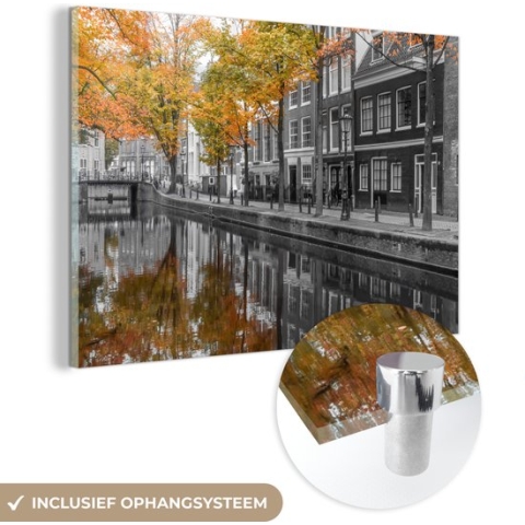 MuchoWow® Glasschilderij - Impressie van de Prinsengracht in Amsterdam - 150x100 cm - Acrylglas Schilderijen - Foto op Glas