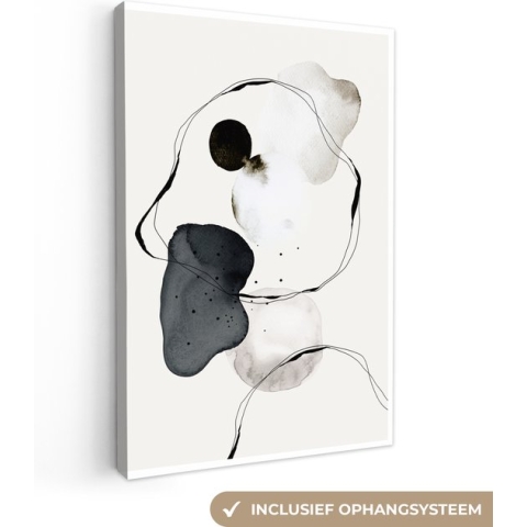 Canvas - Muurdecoratie - Foto op canvas - 80x120 cm - Slaapkamer - Abstract - Verf - Kunst - Zwart wit - Wanddecoratie - Canvas schilderij - Schilderijen - Woonkamer - Canvasdoek