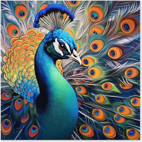 Graphic Message - Tuin Schilderij op Outdoor Canvas - Pauw - Buiten