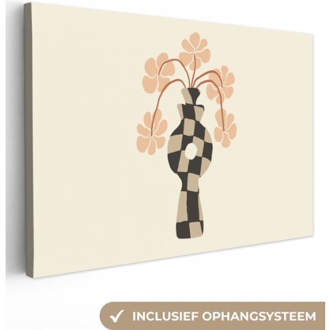 Canvas Schilderij Bloemen - Vaas - Abstracte kunst - Modern - 120x80 cm - Wanddecoratie