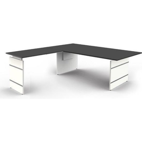 Hoekbureau Office desk 200cm antraciet hoogte verst.