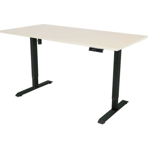 Sedero Elektrisch verstelbaar bureau - 180x80 cm - Single motor - Zwart met Licht eiken