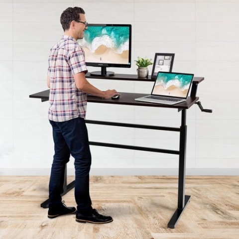 75-113 cm in hoogte verstelbaar zit-sta bureau met opklapbare Mabuel Egonomic computertafel