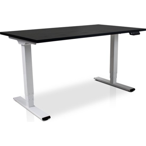 Zit-sta bureau elektrisch verstelbaar - MRC COMFORT | 140 x 80 cm | frame wit - blad zwart eiken