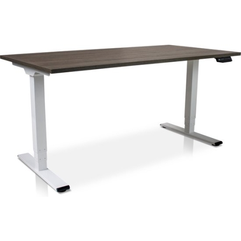 Zit-sta bureau elektrisch verstelbaar - MRC COMFORT | 160 x 80 cm | frame wit - blad bruin eiken